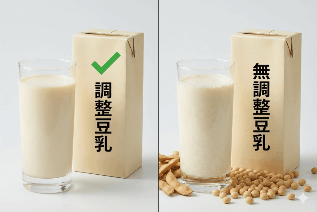 調整豆乳と無調整豆乳のパッケージと中身の比較