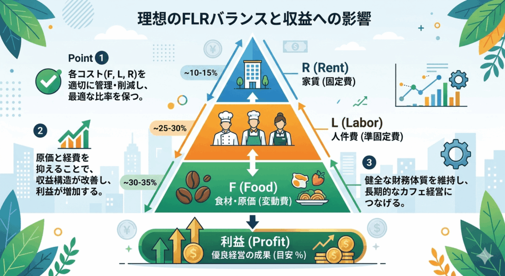 FLRコスト（食材・原価、人件費、家賃）の概念図