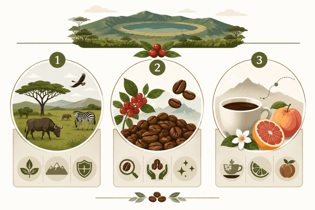 ンゴロンゴロコーヒーが注目される3つの理由の図解