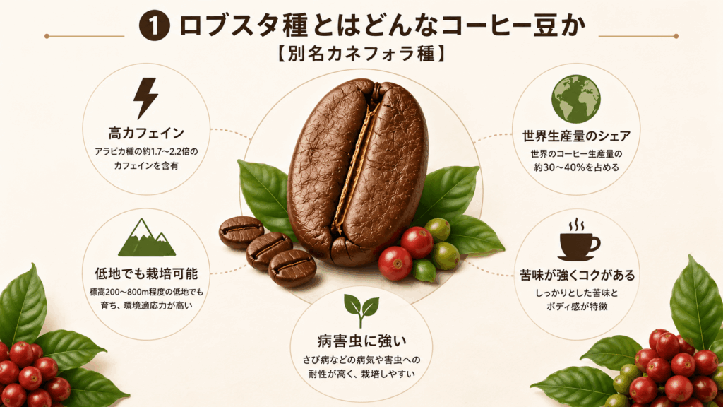 ロブスタ種とはどんなコーヒー豆か【別名カネフォラ種】