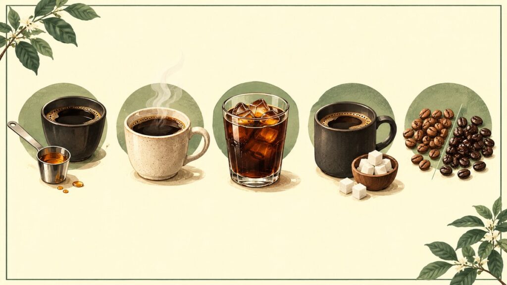 コーヒーにラム酒を入れる基本のコツ。分量、ホット、アイス、ブラック、焙煎度のイメージ