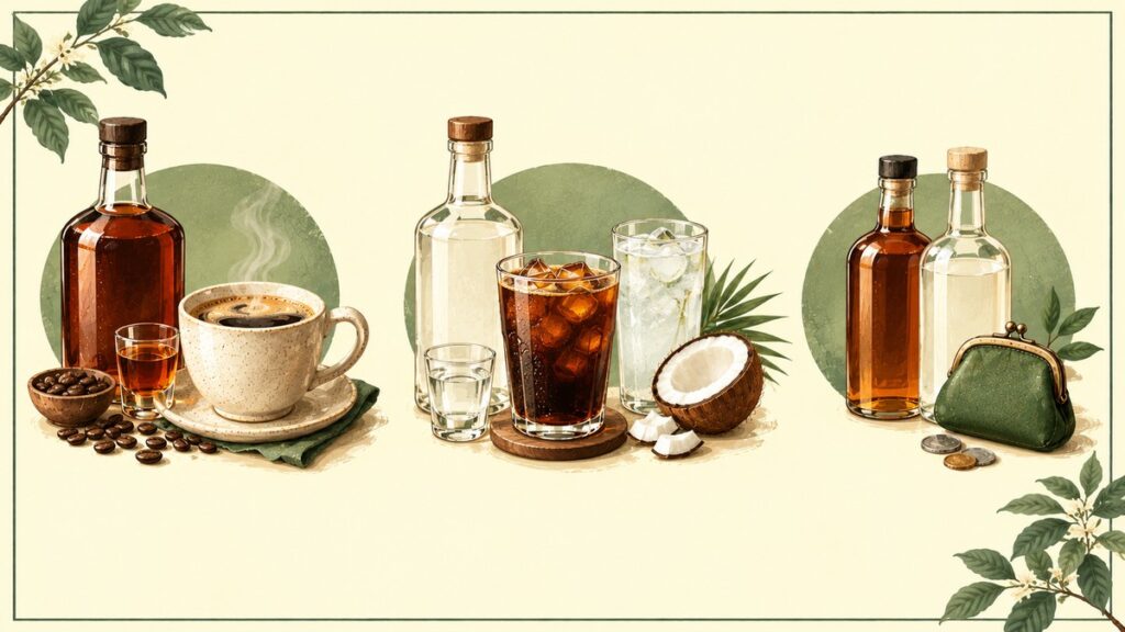 コーヒーに合うラム酒の選び方。ダークラムとホワイトラムの違い、コーヒーとの組み合わせ、価格のイメージ